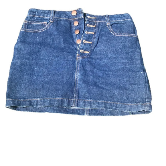 FOREVER 21 DENIM RAINBOW POCKET MINI SKIRT - Picture 2 of 4